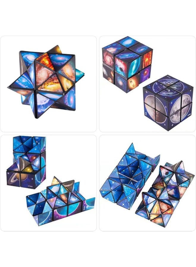 اسرلي وايت مكعب ستار سكاي السحري - مكعب أحجية ثلاثي الأبعاد - لعبة مكعب سحري لتخفيف التوتر 2 في 1 للأطفال والكبار - Image 3